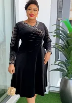 Africa Plus Size Spring And Winter Chic Beaded Evening Dress