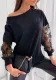 Spring Solid Color Chic Lace Patchwork Slash Shoulder Loose Long-Sleeved Lace Shirt