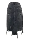Spring Summer Women's High Waist Front Slit Denim Long Skirt