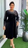 Africa Plus Size Spring And Winter Chic Beaded Evening Dress