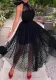 Women Black Polka Dot Backless Bohemian Halter Neck Dress