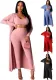 Women Lounge Wear Vest Long Pants Long Sleeve Robe Three-Piece