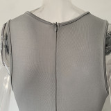 Women Summer Sleeveless Metal Button Hollow Zipper Jumpsuit