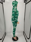 Women's Fashionable Sportswear Camouflage Two-Piece Tracksuit Set