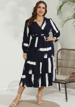 Plus Size Women V-Neck Dress
