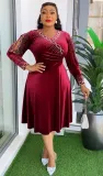 Africa Plus Size Spring And Winter Chic Beaded Evening Dress