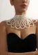 Women accessories necklace, Western-style retro wedding dress with pearl shawl, fan-shaped beaded hollow necklace