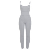 Women sexy suspenders Knitting Ribbed jumpsuit