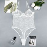Women Pearl Lace Suspender See-Through Jumpsuit Sexy Lingerie