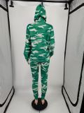 Women's Fashionable Sportswear Camouflage Two-Piece Tracksuit Set