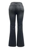 High Waist Slim Fit Stretch Micro Bell Bottom Women's Denim Pants