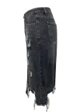 Spring Summer Women's High Waist Front Slit Denim Long Skirt