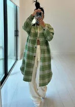 Spring Women's Clothing Fashionable Turndown Collar Pocket Plaid Shirt