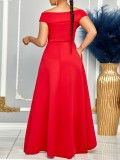 Women's Solid Color Pleated Dress