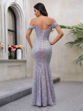 Women's Sequin Chic V-Neck Long Gown Party Evening Mermaid Dress