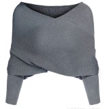 Spring V-Shaped Cross Off Shoulder Knitting Sexy Sweater
