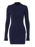 Women Autumn and Winter Round Neck Long Sleeve Sexy Bodycon Dress