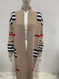 Long Striped Knitting Cardigan Loose Sweater Jacket