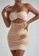 Women Floral Cutout Strapless Pleated Backless Bodycon Dress