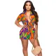 Women's Printed Short Sleeve Shirt and Shorts Casual Two-Piece Set