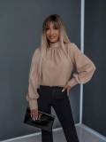 Women's Solid Color Round Neck Long Sleeve Shirt Top