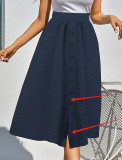 Women's Solid Button A-Line Skirt