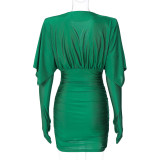 Women Gloves Party Solid Bodycon Dress