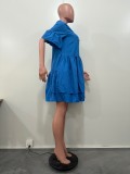 Spring Summer Bell Bottom Wide Sleeves Solid Color Women's Dress