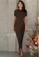 Women's Spring Fashion Round Neck Slimshort Sleeve Long Dress