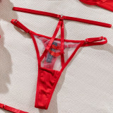 Women See-Through Lip Chain Temptation Valentine's Day Sexy Lingerie Two-piece Set
