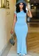 Women Solid Round Neck Short Sleeve Bodycon Dress