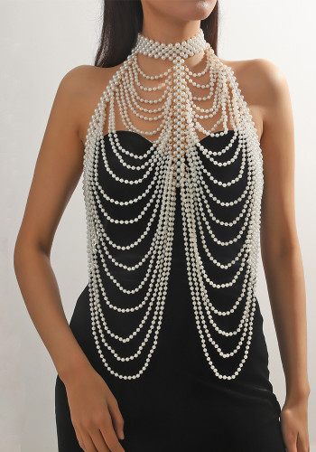 Summer jewelry pearl shoulder chain bra chain tassel multi-layer body chain
