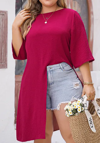 Plus Size Women Summer Round Neck Loose T-Shirt Top