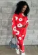 Women popular print sports loose two-piece set