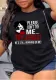 Plus Size Women Casual Letter Printed Round Neck Short Sleeve T-Shirt