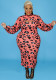 Sexy Plus Size Women's Spring Leopard Print Puff Sleeve Dress