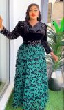 Africa Plus Size Women Printed Long Sleeve Elegant Dress