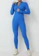 Zip Ong-Sleeved Fitness Sports Tight Fitting Yoga Jumpsuit