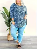 Printed Long Sleeve Plus Size Loose Top