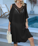 Women's Cover Up Sexy Hollow Low Back Lace-Up Beach Dress