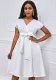 Summer V-Neck Solid Color Slim Waist Bow Lace-Up A-Line Dress