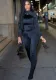 Autumn And Spring Printed Half Turtleneck Tight Fitting Two Piece Trousers Set