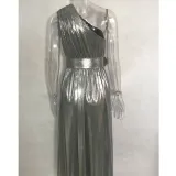Women One Shoulder Sexy Lace Up Maxi Dress