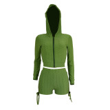 Women hoodie and shorts two-piece set