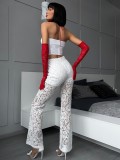 Spring Style Sexy High Waisted Mesh Patchwork Straight Trousers
