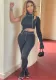 Women Sexy Style Single Sleeve Crop Top and Pant Sports Two-piece Set