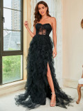 Spring/Summer Plus Size Lacemesh Strapless Sexy Evening Dress