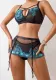 Women See-Through Embroidered Mesh Sexy Hollow Sexy Lingerie Three-Piece