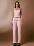 Women's Spring Solid Color Lace Slim Basics Camisole Pants Two Piece Set
