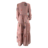 Muslim Women's Embroidered Long Sleeve Fashionable And Elegant Long Dress